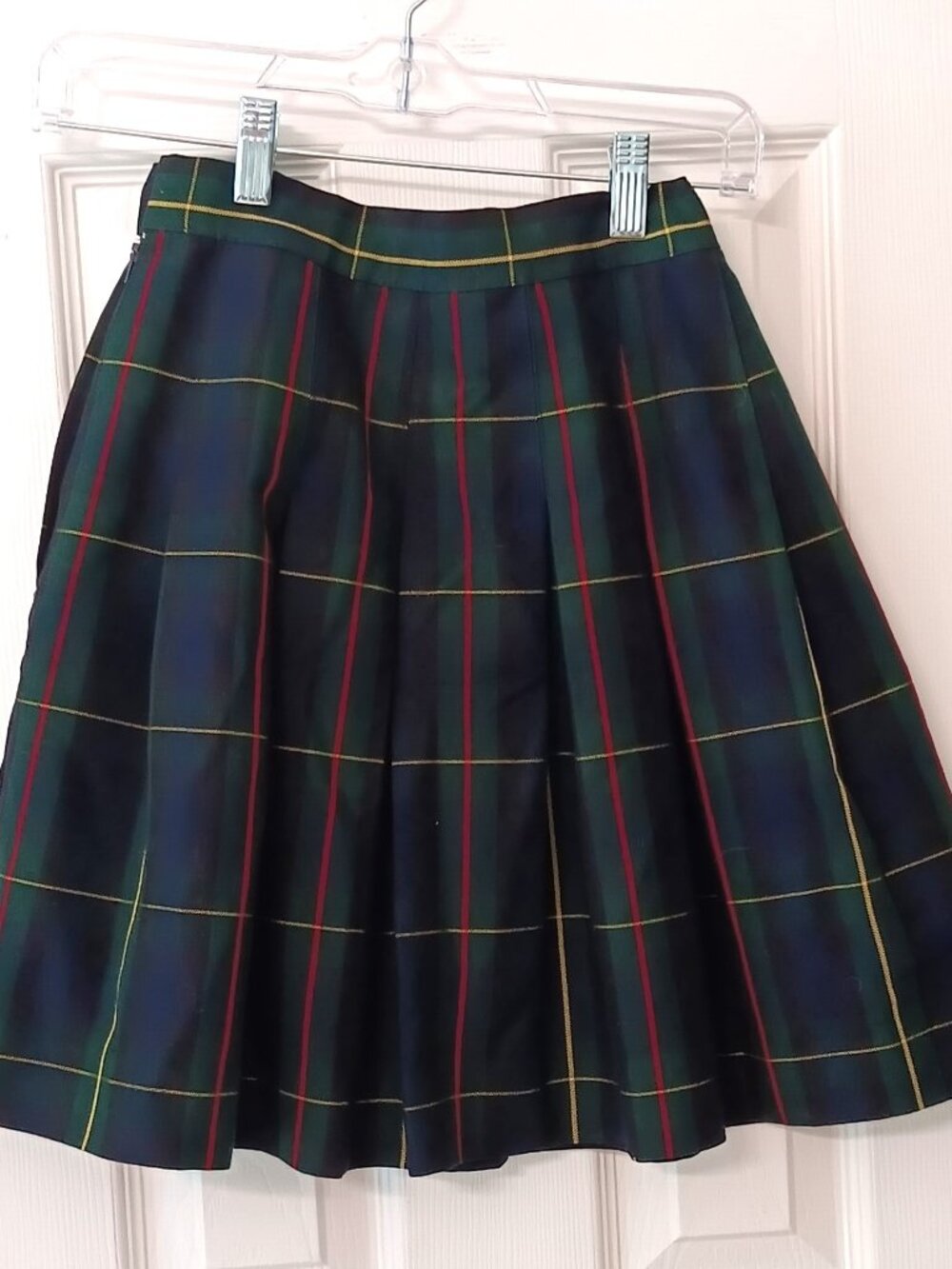 Parker Brand Christian Green Blue Red Yellow Pleated Plaid Skirt - 12